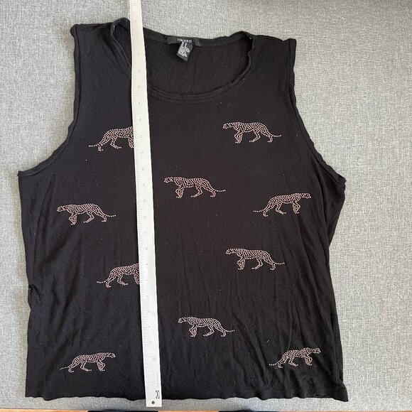 (2for$10) Forever 21 Black Leopard Studded Sleeveless Tank Top - Picture 6 of 8
